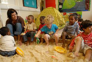 children playing in a sandpit